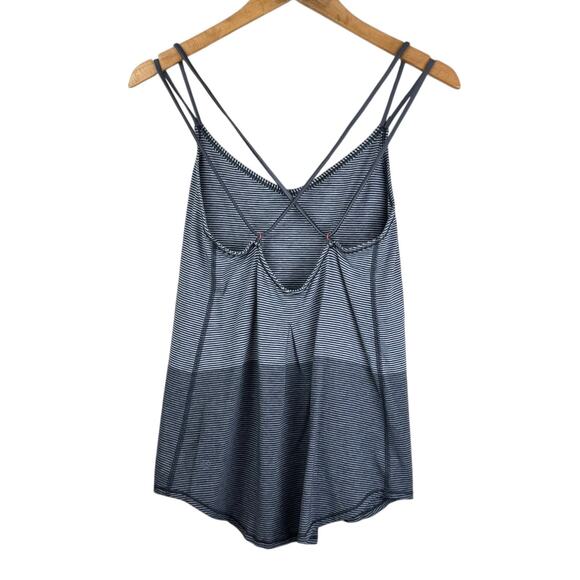 Lululemon Breezy Gray Stripe Thin Strap Open Back Lightweight Athletic Tank Top - Picture 8 of 9